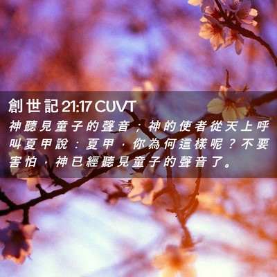 Picture 02 - 創 世 記 21:17 CUVT - 神 聽 見 童 子 的 聲 音 ； 神 的 使 - Bible Verse Picture