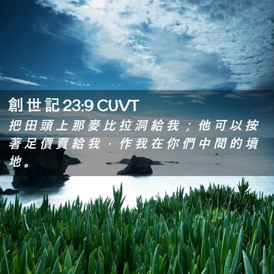 Picture 02 - 創 世 記 23:9 CUVT - 把 田 頭 上 那 麥 比 拉 洞 給 我 ； - Bible Verse Picture