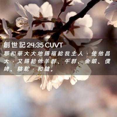 Picture 02 - 創 世 記 24:35 CUVT - 耶 和 華 大 大 地 賜 福 給 我 主 人 - Bible Verse Picture