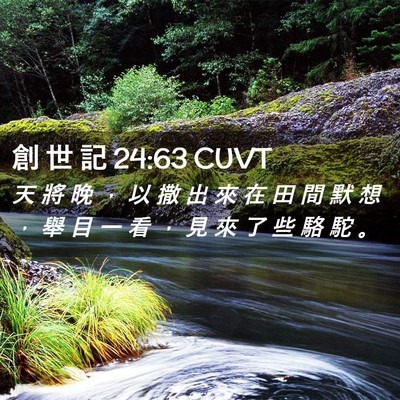 Picture 02 - 創 世 記 24:63 CUVT - 天 將 晚 ， 以 撒 出 來 在 田 間 默 - Bible Verse Picture