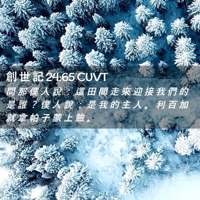 Picture 02 - 創 世 記 24:65 CUVT - 問 那 僕 人 說 ： 這 田 間 走 來 迎 - Bible Verse Picture