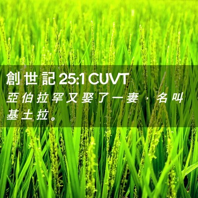 Picture 02 - 創 世 記 25:1 CUVT - 亞 伯 拉 罕 又 娶 了 一 妻 ， 名 叫 - Bible Verse Picture