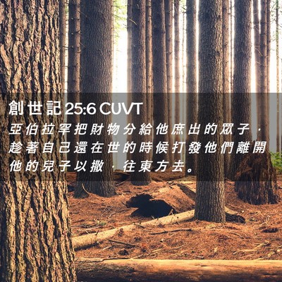 Picture 02 - 創 世 記 25:6 CUVT - 亞 伯 拉 罕 把 財 物 分 給 他 庶 出 - Bible Verse Picture