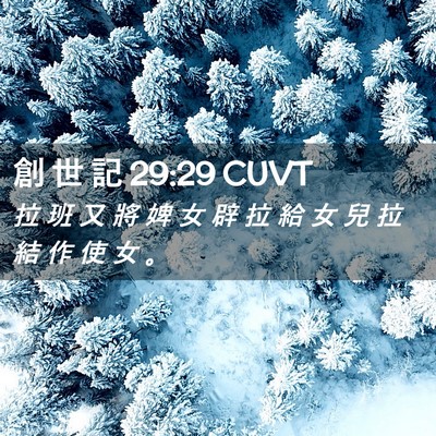 Picture 02 - 創 世 記 29:29 CUVT - 拉 班 又 將 婢 女 辟 拉 給 女 兒 拉 - Bible Verse Picture