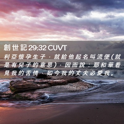 Picture 02 - 創 世 記 29:32 CUVT - 利 亞 懷 孕 生 子 ， 就 給 他 起 名 - Bible Verse Picture