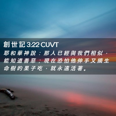Picture 02 - 創 世 記 3:22 CUVT - 耶 和 華 神 說 ： 那 人 已 經 與 我 - Bible Verse Picture