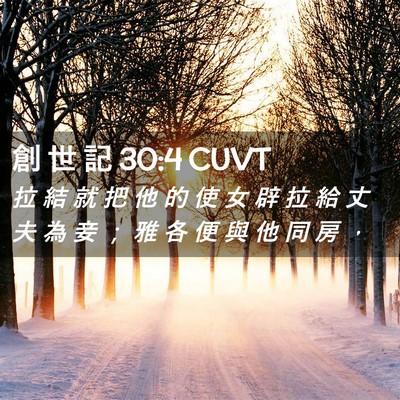 Picture 02 - 創 世 記 30:4 CUVT - 拉 結 就 把 他 的 使 女 辟 拉 給 丈 - Bible Verse Picture