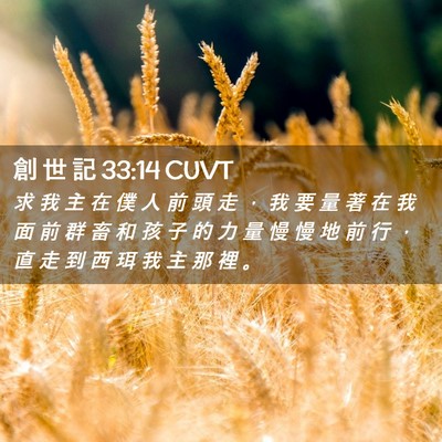 Picture 02 - 創 世 記 33:14 CUVT - 求 我 主 在 僕 人 前 頭 走 ， 我 要 - Bible Verse Picture