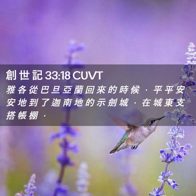 Picture 02 - 創 世 記 33:18 CUVT - 雅 各 從 巴 旦 亞 蘭 回 來 的 時 候 - Bible Verse Picture