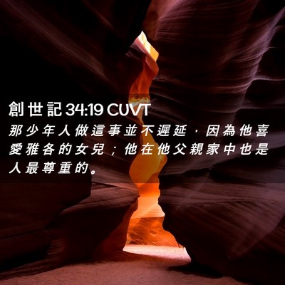 Picture 02 - 創 世 記 34:19 CUVT - 那 少 年 人 做 這 事 並 不 遲 延 ， - Bible Verse Picture