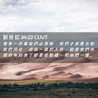 Picture 02 - 創 世 記 34:22 CUVT - 惟 有 一 件 事 我 們 必 須 做 ， 他 - Bible Verse Picture