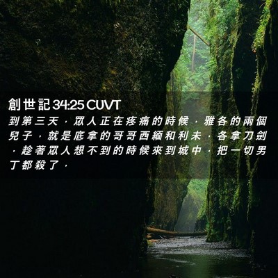Picture 02 - 創 世 記 34:25 CUVT - 到 第 三 天 ， 眾 人 正 在 疼 痛 的 - Bible Verse Picture