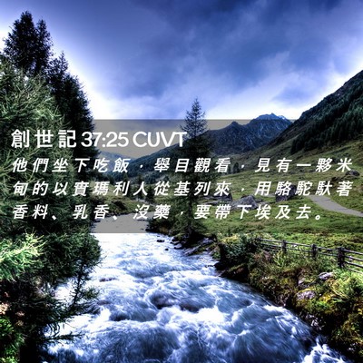 Picture 02 - 創 世 記 37:25 CUVT - 他 們 坐 下 吃 飯 ， 舉 目 觀 看 ， - Bible Verse Picture
