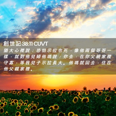 Picture 02 - 創 世 記 38:11 CUVT - 猶 大 心 裡 說 ： 恐 怕 示 拉 也 死 - Bible Verse Picture
