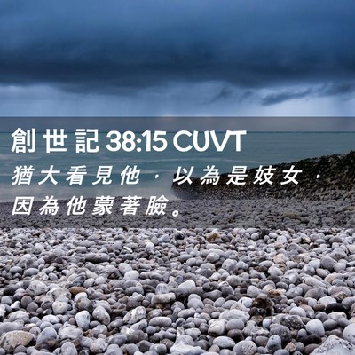 Picture 02 - 創 世 記 38:15 CUVT - 猶 大 看 見 他 ， 以 為 是 妓 女 ， - Bible Verse Picture