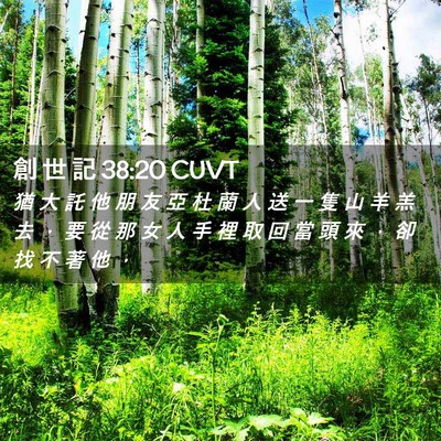 Picture 02 - 創 世 記 38:20 CUVT - 猶 大 託 他 朋 友 亞 杜 蘭 人 送 一 - Bible Verse Picture