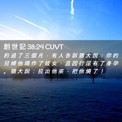 Picture 02 - 創 世 記 38:24 CUVT - 約 過 了 三 個 月 ， 有 人 告 訴 猶 - Bible Verse Picture