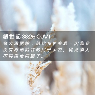 Picture 02 - 創 世 記 38:26 CUVT - 猶 大 承 認 說 ： 他 比 我 更 有 義 - Bible Verse Picture