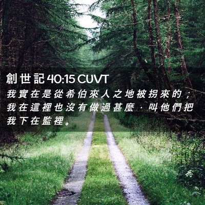 Picture 02 - 創 世 記 40:15 CUVT - 我 實 在 是 從 希 伯 來 人 之 地 被 - Bible Verse Picture