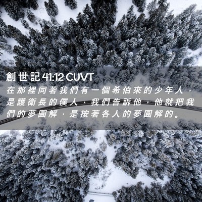 Picture 02 - 創 世 記 41:12 CUVT - 在 那 裡 同 著 我 們 有 一 個 希 伯 - Bible Verse Picture