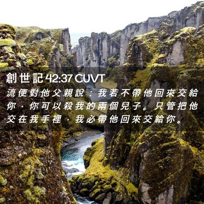 Picture 02 - 創 世 記 42:37 CUVT - 流 便 對 他 父 親 說 ： 我 若 不 帶 - Bible Verse Picture