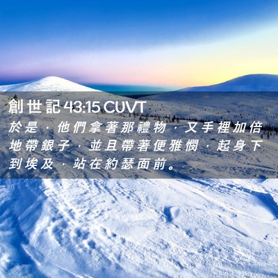 Picture 02 - 創 世 記 43:15 CUVT - 於 是 ， 他 們 拿 著 那 禮 物 ， 又 - Bible Verse Picture