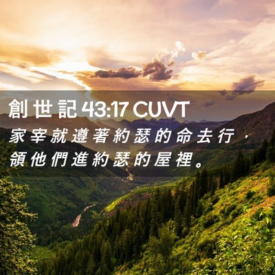 Picture 02 - 創 世 記 43:17 CUVT - 家 宰 就 遵 著 約 瑟 的 命 去 行 ， - Bible Verse Picture
