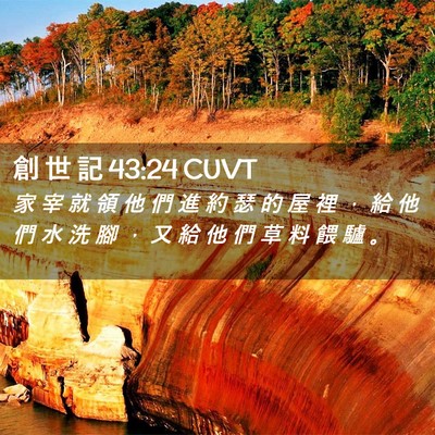 Picture 02 - 創 世 記 43:24 CUVT - 家 宰 就 領 他 們 進 約 瑟 的 屋 裡 - Bible Verse Picture