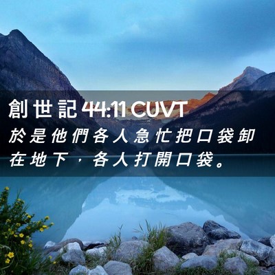 Picture 02 - 創 世 記 44:11 CUVT - 於 是 他 們 各 人 急 忙 把 口 袋 卸 - Bible Verse Picture