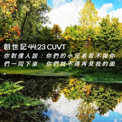 Picture 02 - 創 世 記 44:23 CUVT - 你 對 僕 人 說 ： 你 們 的 小 兄 弟 - Bible Verse Picture