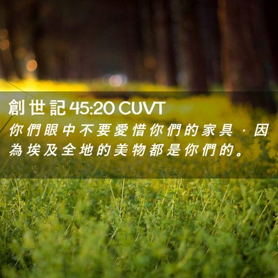 Picture 02 - 創 世 記 45:20 CUVT - 你 們 眼 中 不 要 愛 惜 你 們 的 家 - Bible Verse Picture