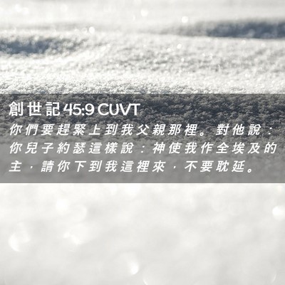 Picture 02 - 創 世 記 45:9 CUVT - 你 們 要 趕 緊 上 到 我 父 親 那 裡 - Bible Verse Picture