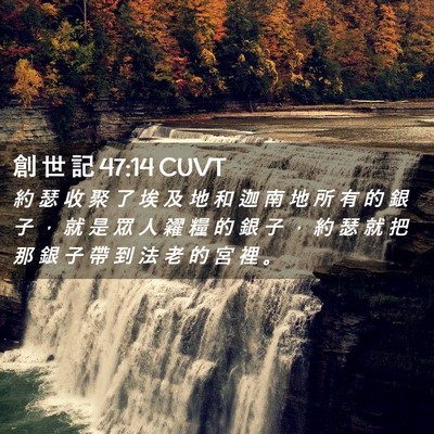 Picture 02 - 創 世 記 47:14 CUVT - 約 瑟 收 聚 了 埃 及 地 和 迦 南 地 - Bible Verse Picture
