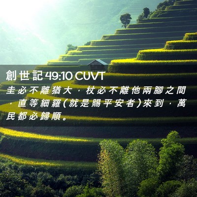 Picture 02 - 創 世 記 49:10 CUVT - 圭 必 不 離 猶 大 ， 杖 必 不 離 他 - Bible Verse Picture