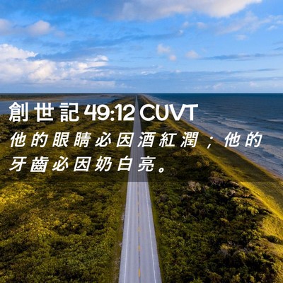 Picture 02 - 創 世 記 49:12 CUVT - 他 的 眼 睛 必 因 酒 紅 潤 ； 他 的 - Bible Verse Picture