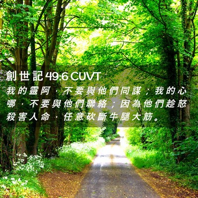 Picture 02 - 創 世 記 49:6 CUVT - 我 的 靈 阿 ， 不 要 與 他 們 同 謀 - Bible Verse Picture
