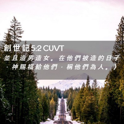 Picture 02 - 創 世 記 5:2 CUVT - 並 且 造 男 造 女 。 在 他 們 被 造 - Bible Verse Picture