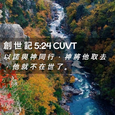 Picture 02 - 創 世 記 5:24 CUVT - 以 諾 與 神 同 行 ， 神 將 他 取 去 - Bible Verse Picture