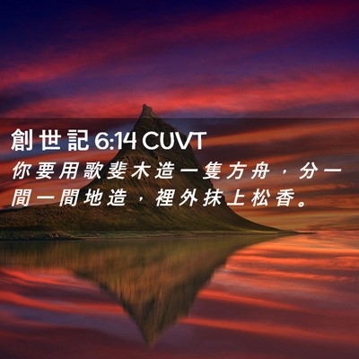 Picture 02 - 創 世 記 6:14 CUVT - 你 要 用 歌 斐 木 造 一 隻 方 舟 ， - Bible Verse Picture