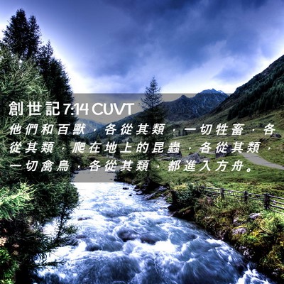 Picture 02 - 創 世 記 7:14 CUVT - 他 們 和 百 獸 ， 各 從 其 類 ， 一 - Bible Verse Picture
