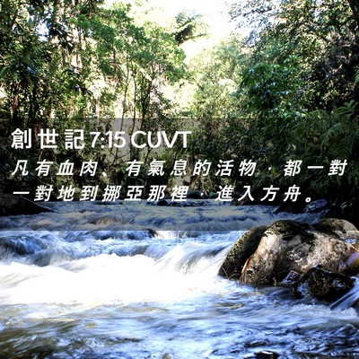 Picture 02 - 創 世 記 7:15 CUVT - 凡 有 血 肉 、 有 氣 息 的 活 物 ， - Bible Verse Picture
