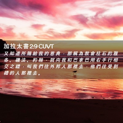 Picture 02 - 加 拉 太 書 2:9 CUVT - 又 知 道 所 賜 給 我 的 恩 典 ， 那 - Bible Verse Picture