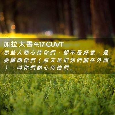 Picture 02 - 加 拉 太 書 4:17 CUVT - 那 些 人 熱 心 待 你 們 ， 卻 不 是 - Bible Verse Picture