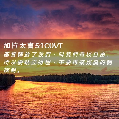 Picture 02 - 加 拉 太 書 5:1 CUVT - 基 督 釋 放 了 我 們 ， 叫 我 們 得 - Bible Verse Picture