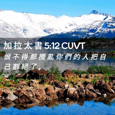 Picture 02 - 加 拉 太 書 5:12 CUVT - 恨 不 得 那 攪 亂 你 們 的 人 把 自 - Bible Verse Picture