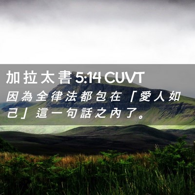 Picture 02 - 加 拉 太 書 5:14 CUVT - 因 為 全 律 法 都 包 在 「 愛 人 如 - Bible Verse Picture