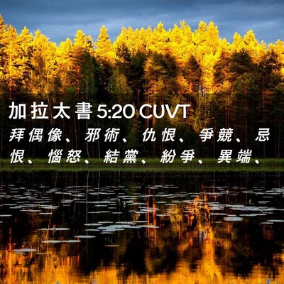 Picture 02 - 加 拉 太 書 5:20 CUVT - 拜 偶 像 、 邪 術 、 仇 恨 、 爭 競 - Bible Verse Picture