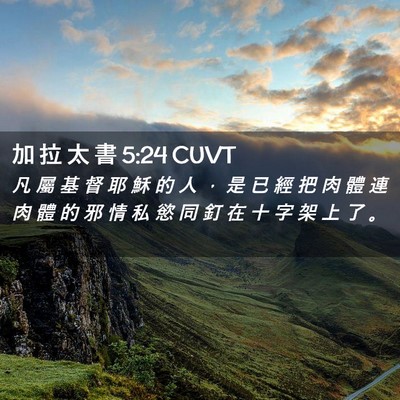 Picture 02 - 加 拉 太 書 5:24 CUVT - 凡 屬 基 督 耶 穌 的 人 ， 是 已 經 - Bible Verse Picture