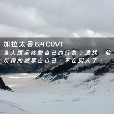 Picture 02 - 加 拉 太 書 6:4 CUVT - 各 人 應 當 察 驗 自 己 的 行 為 ； - Bible Verse Picture