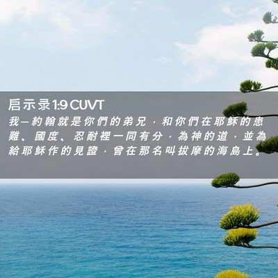 Picture 02 - 启 示 录 1:9 CUVT - 我 ─ 約 翰 就 是 你 們 的 弟 兄 ， - Bible Verse Picture